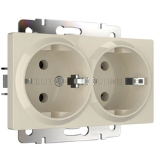 Изображение Розетка двойная с заземлением (слоновая кость) W1172003