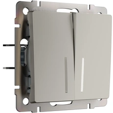 Изображение Выключатель двухклавишный с подсветкой (дымчатый матовый) W1220104